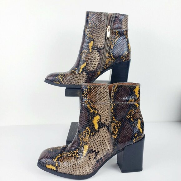Franco Sarto Women's Generous Boots Tan Snake Print Ankle Leather Booties Sz 6M - Picture 5 of 9